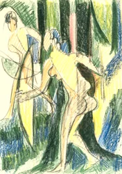 Filles tirant à l’arc dans la forêt
